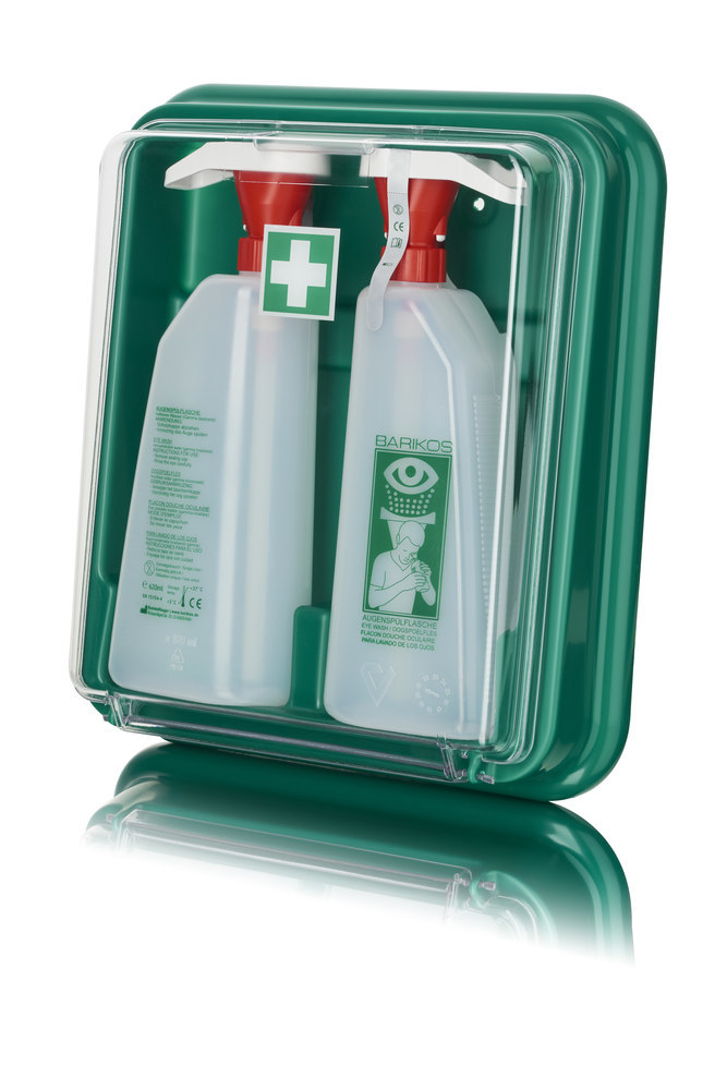 BARIKOS Augenspülflaschen-Set II bestehend aus: Wandbehälter mit zwei Augenspülflaschen, Produktbild img1 L