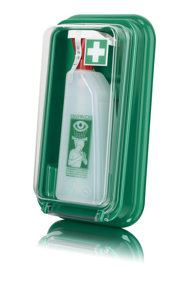 BARIKOS Augenspülflaschen-Set I bestehend aus:
W andbehälter mit einer Augenspülflasche 6 Produktbild img1 L