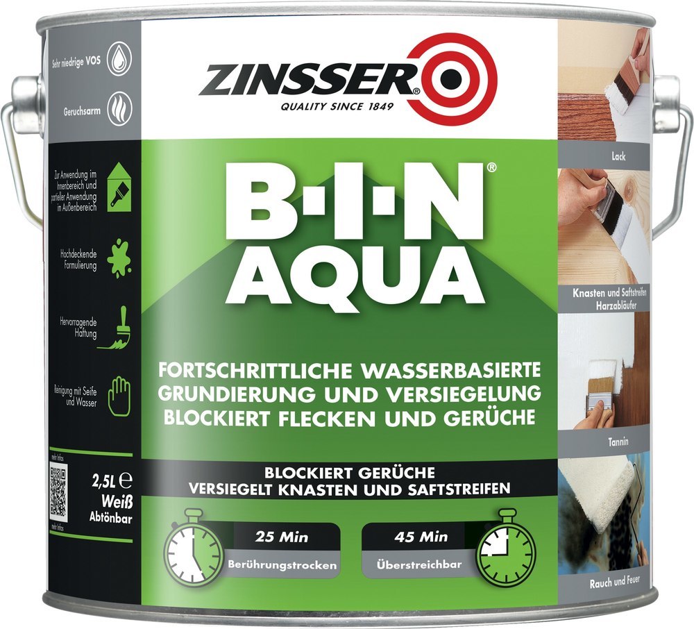 ZINSSER B-I-N® Aqua Haftgrundierung 2,5 Liter Produktbild img1 L