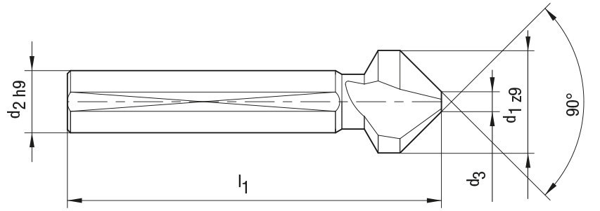 BECK Kegelsenker EUC-Speed, HSS-beschichtet, mit 3 Spannflächen Produktbild img3 L