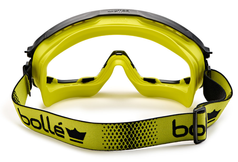 Bollé Safety Vollsichtbrille, klare PC-Scheibe, kratzfest & beschlagfrei PLATINUM - Schwarz / Gelb Bi-Material PC/TPR Rahmen - Belüftung Produktbild img6 L