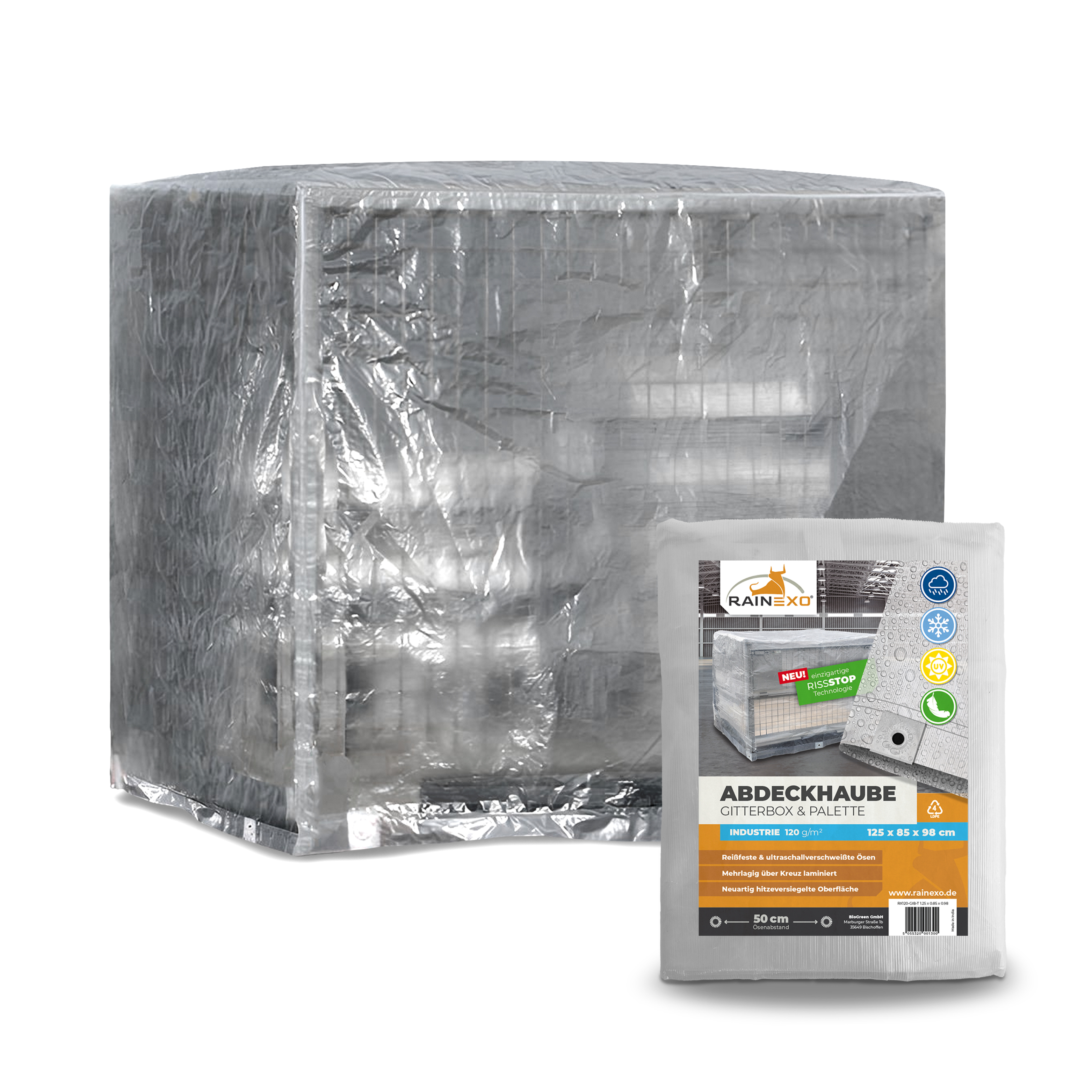 RAINEXO Gitterb.-Abdeckh. transparent 125x85x98 cm120 g/m² ohne Reißverschluss Produktbild img1 L