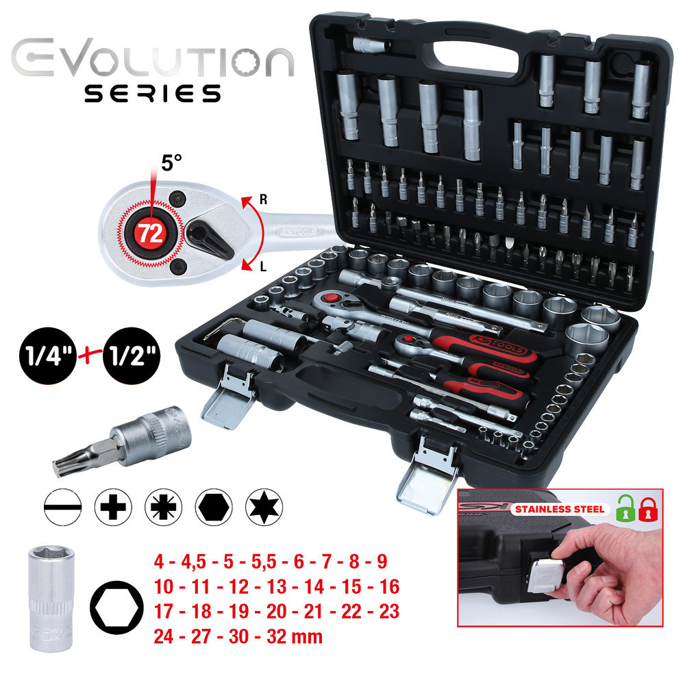 KS TOOLS Steckschlüssel-Garnitur 1/4"+1/2" 94-teilig Produktbild img2 L