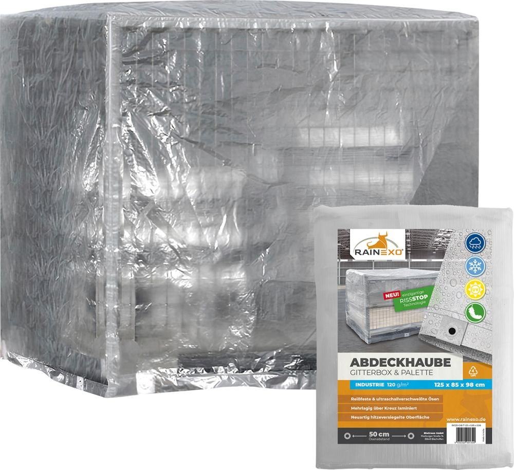 RAINEXO Gitterbox-Abdeckhaube silbergrau 125x85x 98 cm120 g/m² mit Reißverschluss Produktbild img1 L