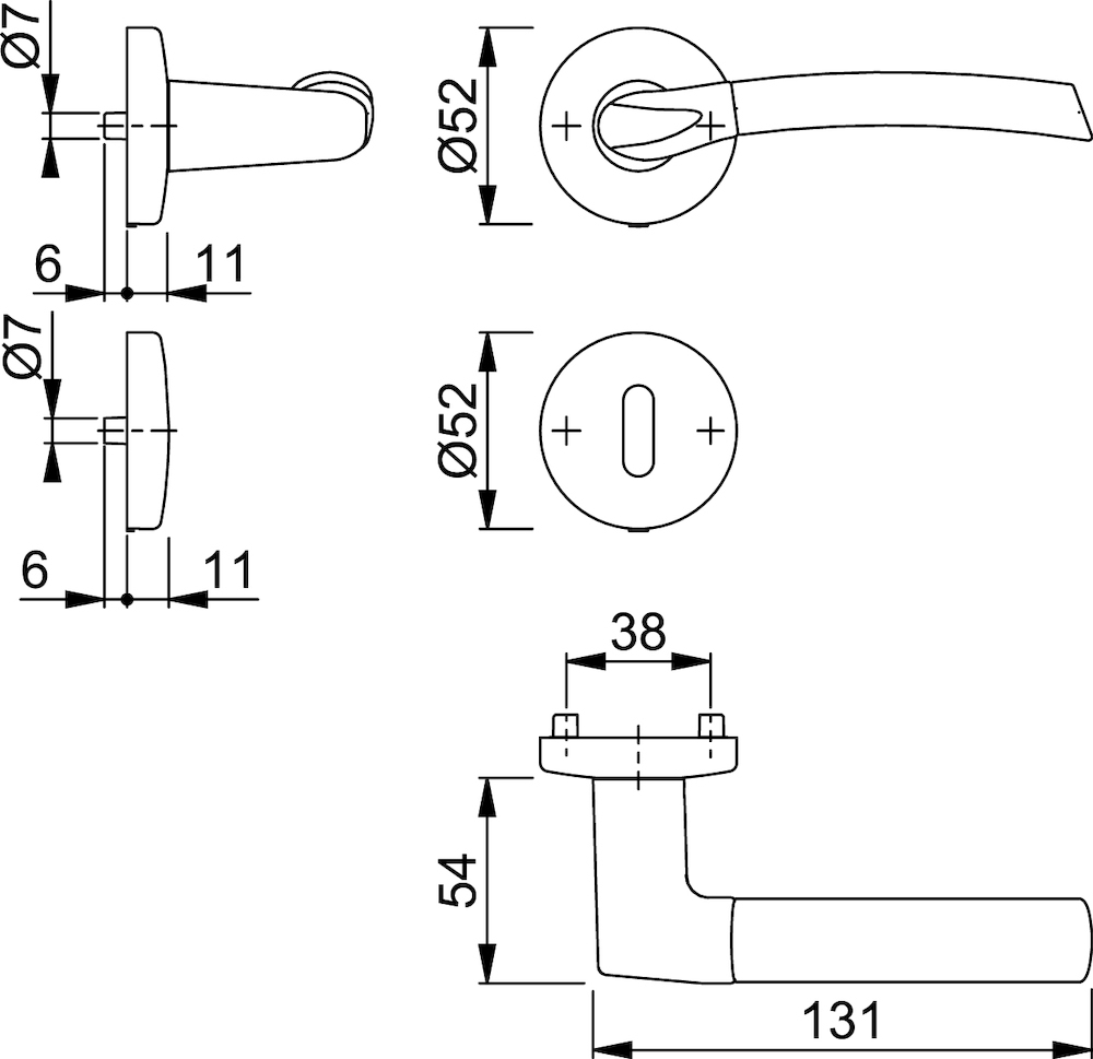 HOPPE Drückergarnitur Bergen M1602/19KV/19KVS,BB,8,F49/F9,TS 37-42 Produktbild img2 L