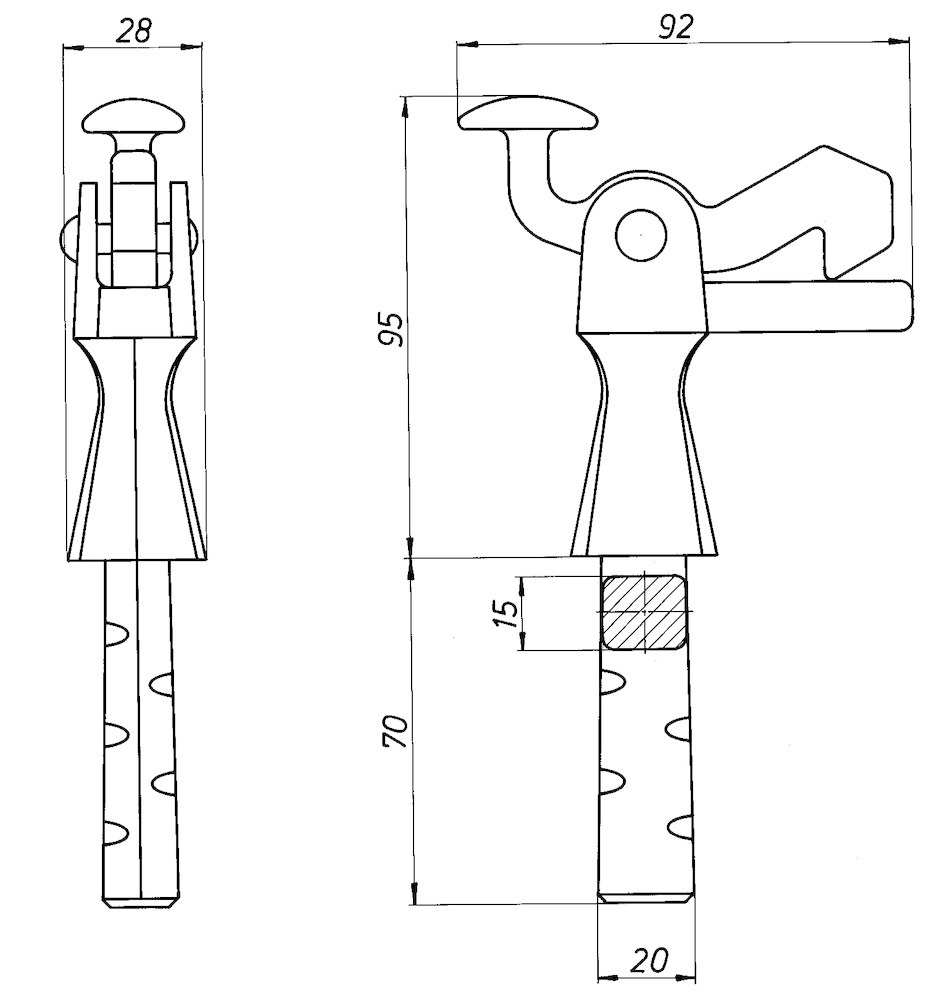 DENI Torfeststeller,3815,mit Steindolle,Temperguss schwarz Produktbild img2 L