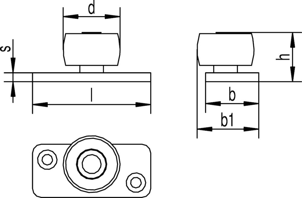HELM Schiebetor-Gleitrolle, auf Bodenplatte, 459 PL,Rollen Ø 39mm, Stahl vz, Rolle KF Produktbild img2 L