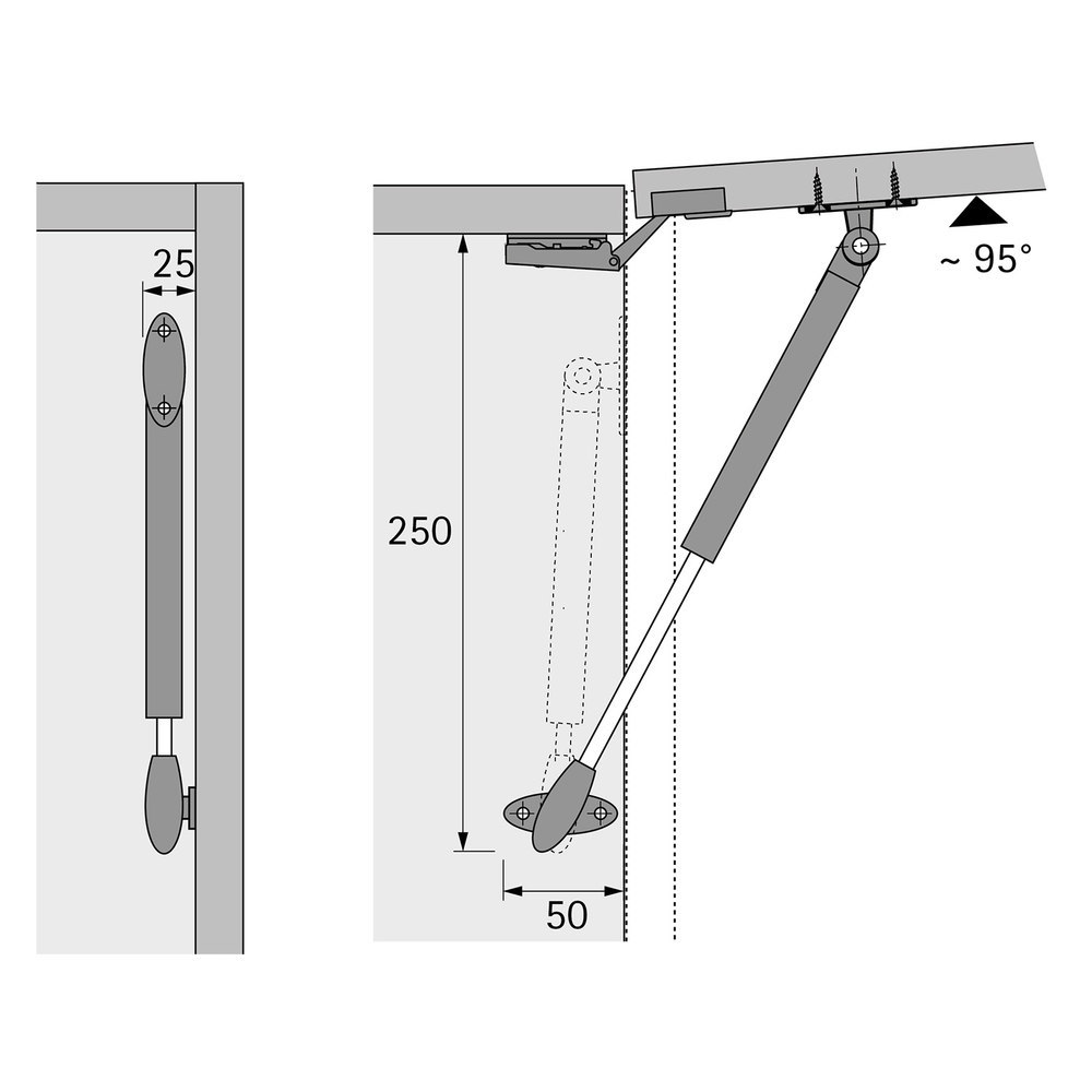 Hettich Möbel-Klappenstütze, 3,2kg, Lift Basic 9079593, grau, silber, links/rechts Produktbild img3 L