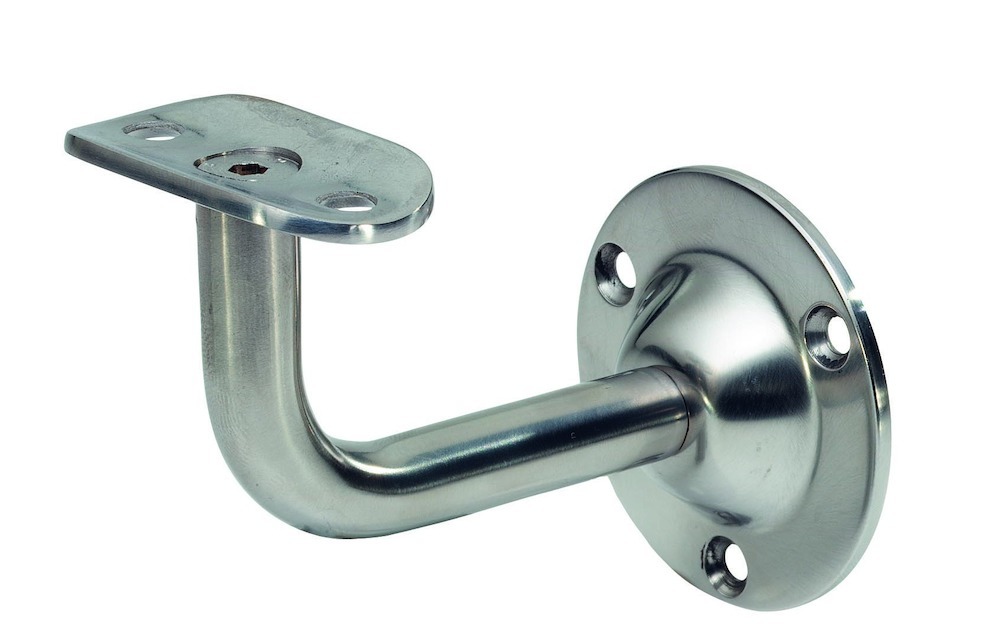 KWS GA-Handlaufstütze, 4525, mit flacher Auflage, Stahl, silber einbrennlackiert Produktbild img1 L