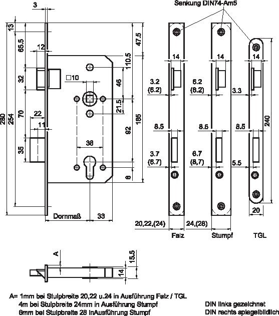 BMH Einsteckschloss 34, Stahl Produktbild img2 L