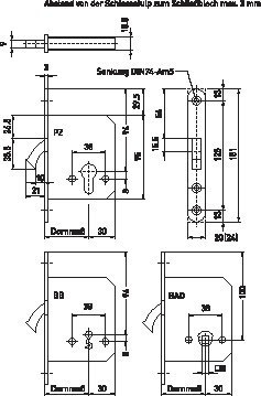 BMH Schiebetürschloss 168,PZ,D55,F20x151ktg,Si Produktbild img2 L