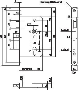 BMH FH Panik-Einsteckschloss 1013, Edelstahl, Durchgangsfunktion D Produktbild img2 L