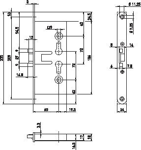 BMH PA-Einsteckschloss 1759,PZW72/9,D65,F24x235rd,PAF-E ausw. Produktbild img2 L
