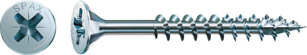 SPAX, Universalschraube, Senkkopf, Kreuzschlitz Z, 4CUT, TG, galv. blank verzinkt Produktbild img1 L