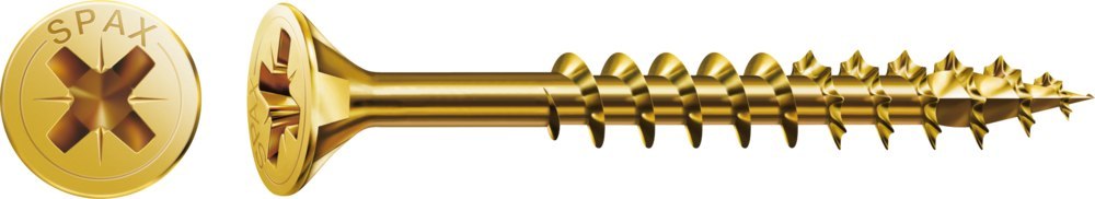 SPAX, Universalschraube, Senkkopf, Kreuzschlitz Z, 4CUT, TG, verzinkt gelb passiviert Produktbild img1 L
