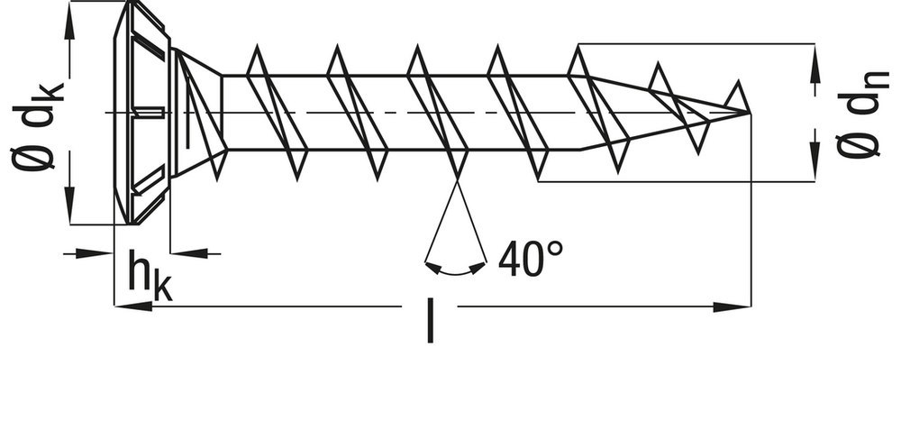 SPAX, FEX-KS, Beschlagschraube, Senkkopf, Kreuzschlitz H, Bohrspitze, VG, WIROX Produktbild img2 L
