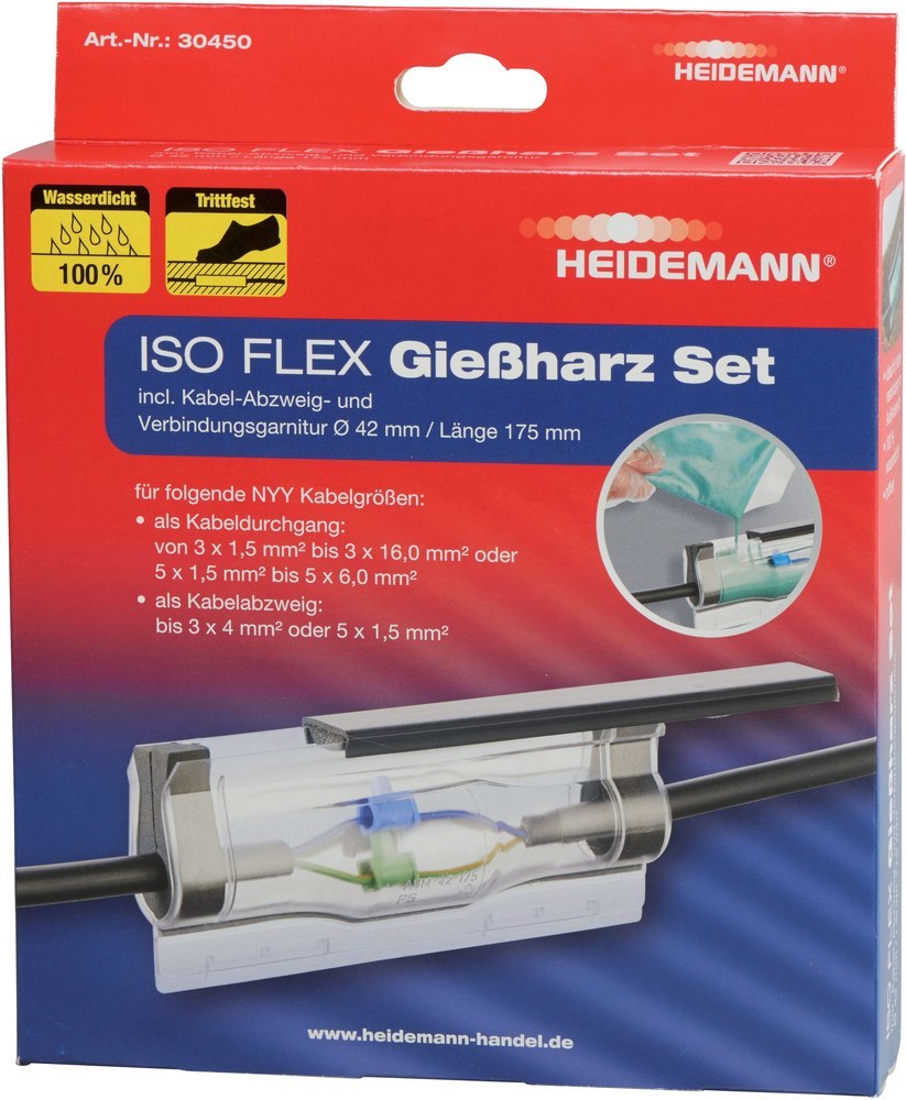 HEIDEMANN ISO FLEX Giessharz Set für NYY oder NYM-Kabel bis 5x 6mm² Produktbild img1 L