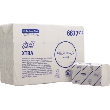 KIMBERLY-CLARK PROFESSIONAL Scott Papierhandtuch XTRA 6677 1lagig 21x20cm weiß 4.800 Bl./Pack. Produktbild img2 L