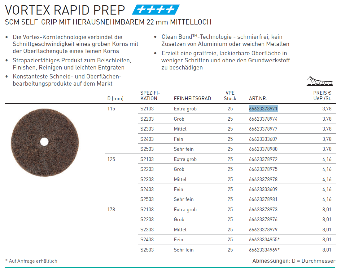 VORTEX Vliesscheibe ø125mm Sehr fein Produktbild img2 L