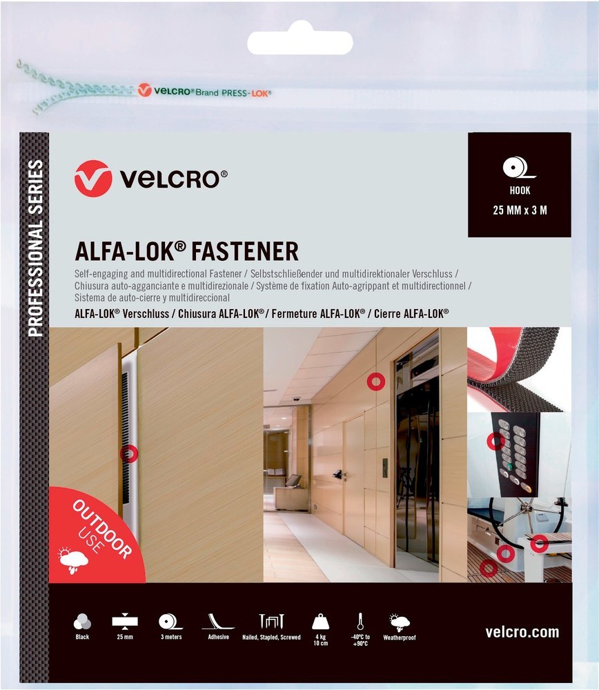 VELCRO ALFA-LOK® Fastener schwarz 25mm x 3m Produktbild img1 L