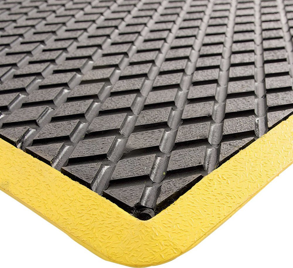 VR Trade Anti-Ermüdungsmatte SBR/NR, schwarz, diamant- profil, gelbe Kante, 11mm, Produktbild img2 L