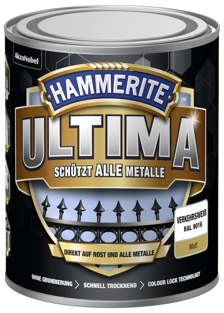 HAMMERITE Metall-Schutzlack Matt Ultima (wb) 750 ml verkehrsweiß Produktbild img1 L