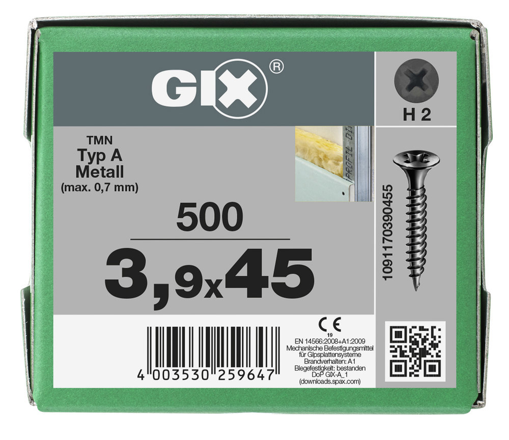 SPAX Schnellbauschraube Trompetenkopf phosphatiert Feingewinde, 3,9x45mm Produktbild img1 L