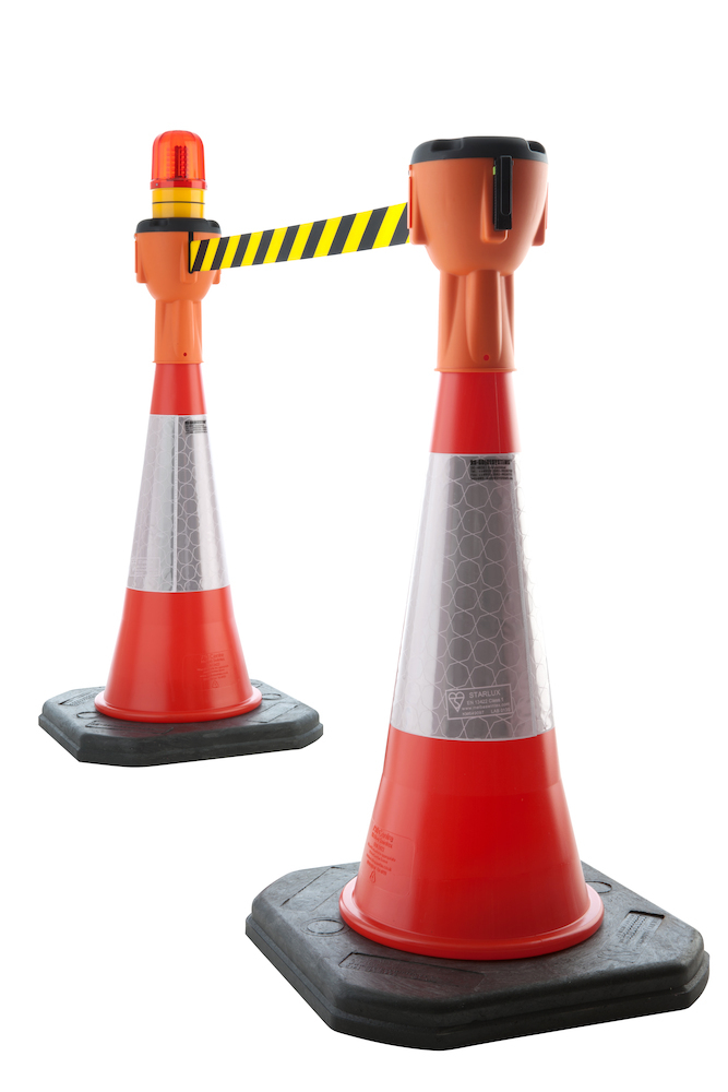 RS-GUIDESYSTEMS Leitkegelaufsatz orange, Gurt rot/weiß diagonal gestreift 9m Produktbild img2 L