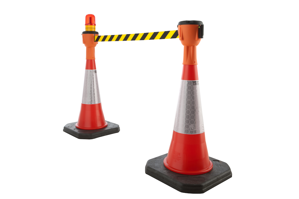 RS-GUIDESYSTEMS Leitkegelaufsatz orange, Gurt gelb/schwarz diagonal gestreift 9m Produktbild img2 L