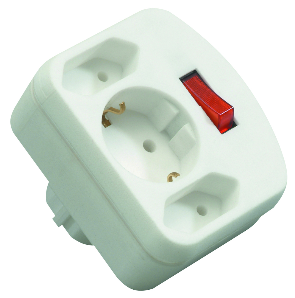 REV Adapter mit Schalter 2+1-fach weiß Produktbild img1 L