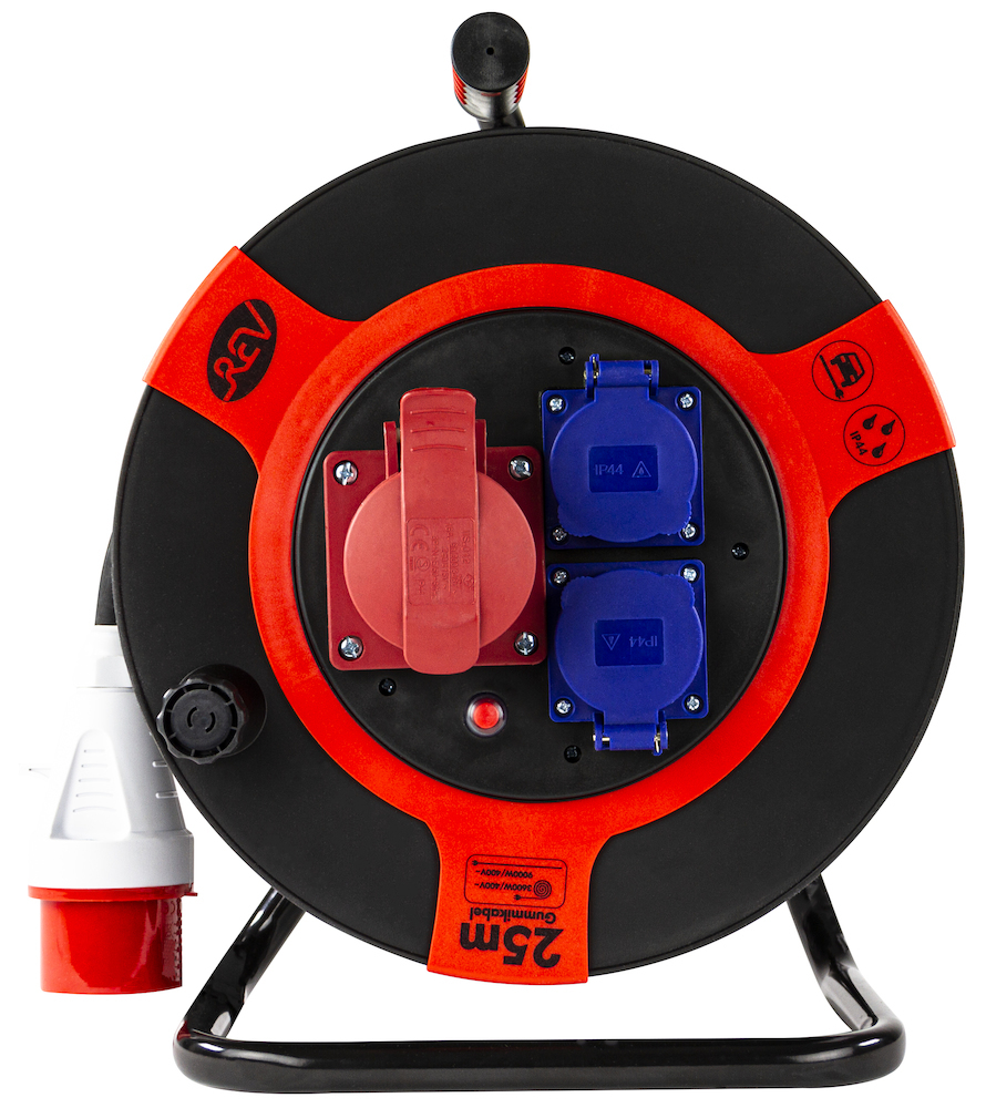 REV CEE Kabeltrommel 25m 4-fach IP 44 Kunststoff H07RN-Fsw-rt Produktbild img1 L