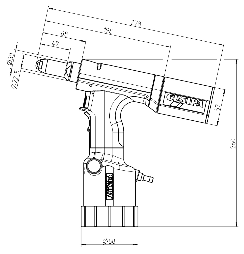 Gesipa Blindniet-Setzgerät TAURUS 1 pneumatisch-hydraulisch Produktbild img7 L