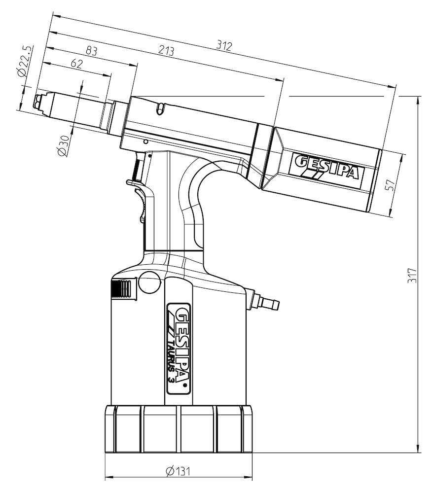 Gesipa Blindniet-Setzgerät TAURUS 3 pneumatisch-hydraulisch Produktbild img3 L