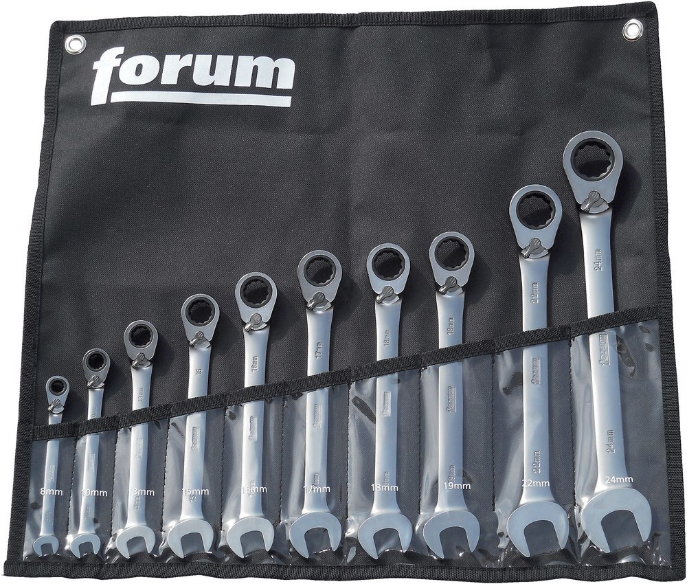 FORUM Maulschlüssel mit Ringratsche 10-teilig umsch. 8-24mm Produktbild img1 L
