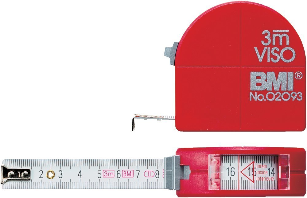 BMI Taschenbandmaß mit Sichtfenster 3m x 16mm mit Zirkelfunktion Produktbild img1 L