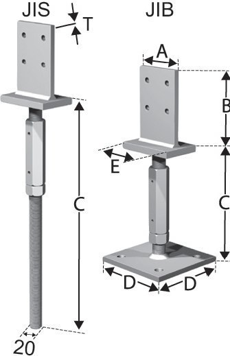 SIMPSON Strong-Tie Stützenfuß, mit Schwert, höhenverstellbar, Stahl feuerverzinkt, PJIS G Produktbild img1 L