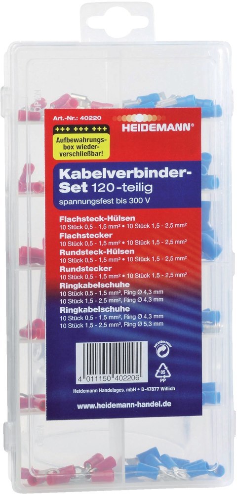 HEIDEMANN Kabelverbinder Set 120 Stück Box, wiederverw. Produktbild img1 L