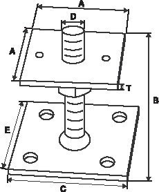 SIMPSON Strong-Tie SST Pfostenhalter PCN, mit Auflageplatte und Gewindedorn, höhenverstellbar, Stahl feuerverzinkt Produktbild img1 L