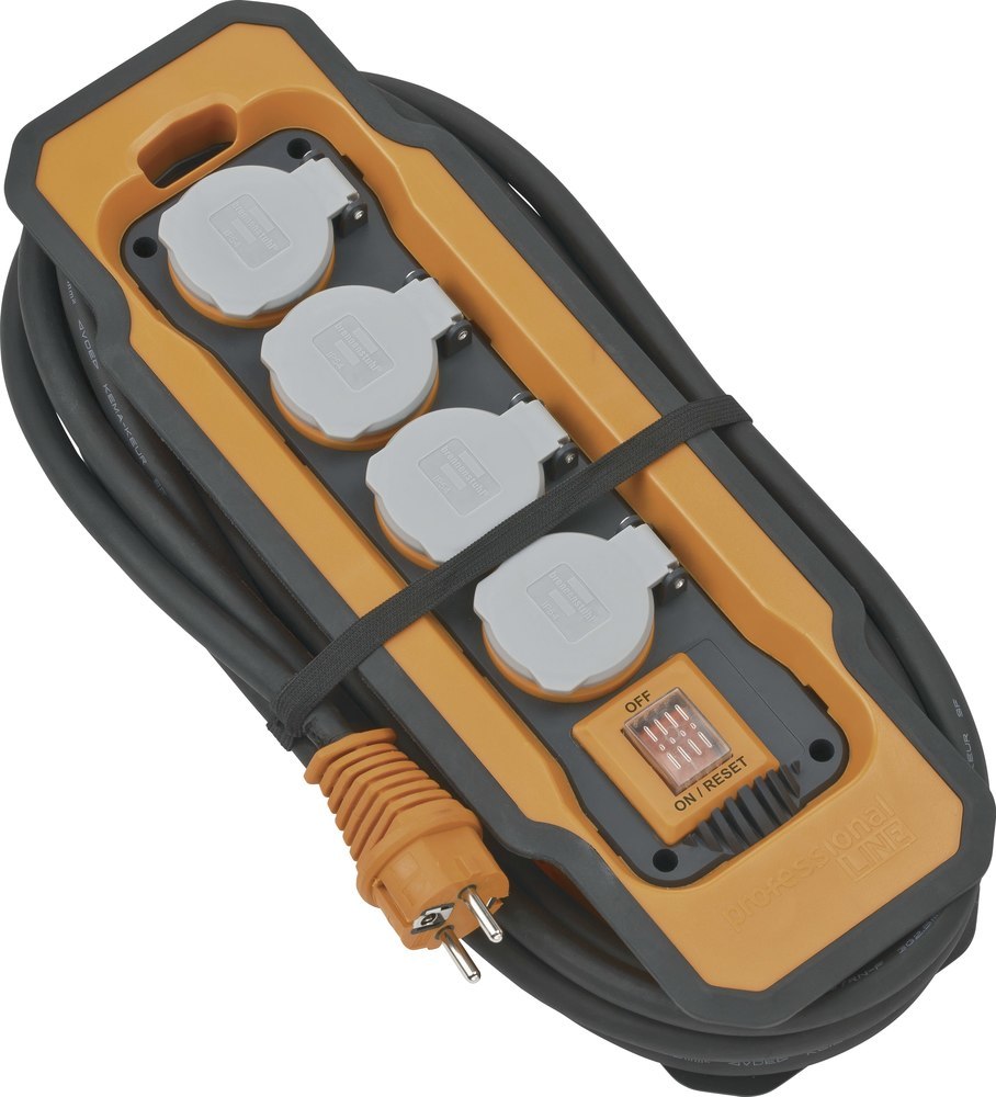 brennenstuhl professionalLINE Steckdosenblock IP54, 4-fach-Verteiler, Kabelaufnahme, 8m Kabel Produktbild img1 L