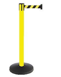 RS-GUIDESYSTEMS Absperrpfosten mit Gurt, Pfosten schwarz / Gurt gelb-schwarz diagonal gestreift Produktbild