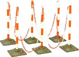 TEMKA Kettenpfostenset EcoMax mit 10 m Absperrkette und 6 Hartgummifüßen Produktbild