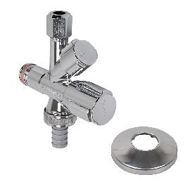 SCHELL GA-Eckventil, 1/2"AGx3/4"AG x3/8" AG x10mmQ, selbstdichtend, Chrom Produktbild