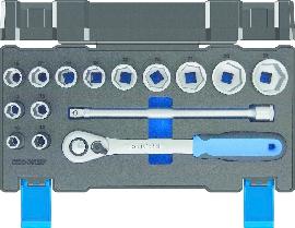 GEDORE Steckschlüsselsatz, Set 15-teilig, 1/2", Nüsse Knarre Bits, 19 DMU 20, Blau Produktbild