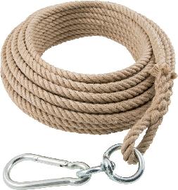 Braun Hanfseil 16mm, 30m Karabiner Wirbel Produktbild
