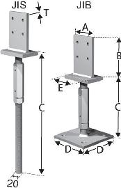 SIMPSON Strong-Tie Stützenfuß, mit Schwert, höhenverstellbar, Stahl feuerverzinkt, PJIS G Produktbild