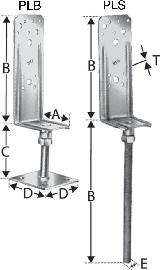 Simpson Strong-Tie® Stützenfuß, mit L-Lasche, Stahl feuerverzinkt, PLS 80/90G-B Produktbild