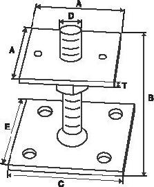 SIMPSON Strong-Tie SST Pfostenhalter PCN, mit Auflageplatte und Gewindedorn, höhenverstellbar, Stahl feuerverzinkt Produktbild