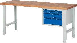 Rau Werkbank 7126 B2000xT700xH790-1140mm 3xSchublade 60/120/180 RAL7035 / RAL5010 Produktbild