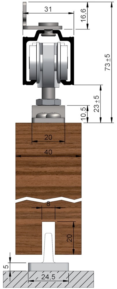 HELM Schiebetürbeschlag 73, 80 kg Produktbild img4 S