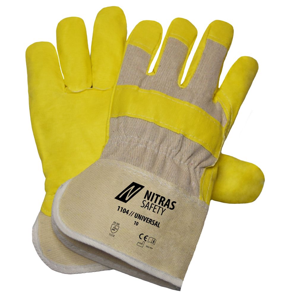 NITRAS UNIVERSAL, Kunstlederhandschuhe, naturfarben / gelb, EN 388 Produktbild img1 L